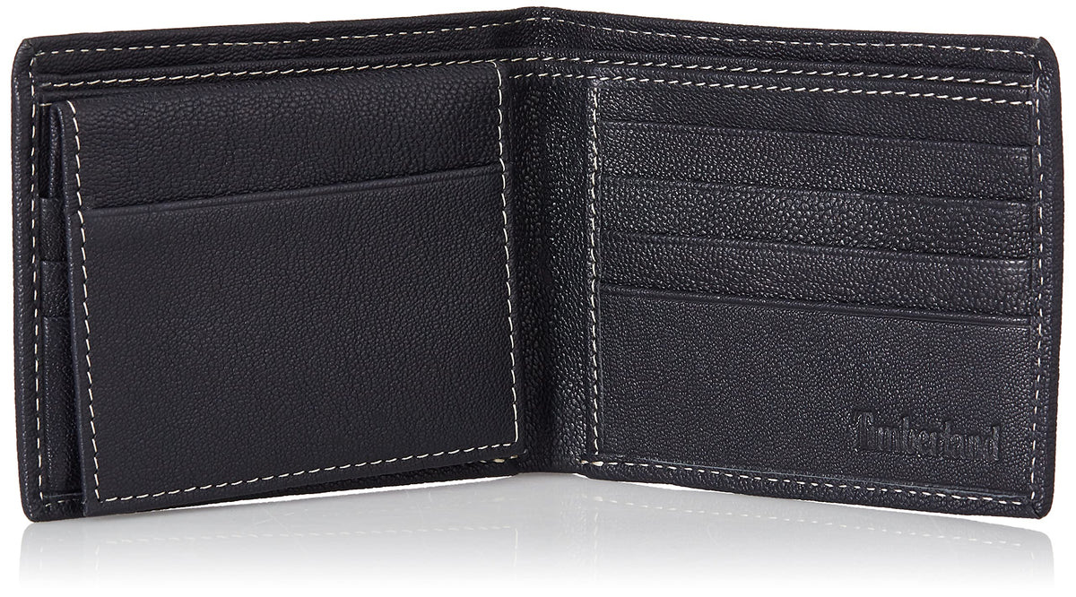 Timberland Men's RFID Blocking Wallet – Genuine Leather Passcase with Removable ID Holder, 6 Card Slots, 2 Billfold Pockets, Slim Design, Navy Blue, One Size