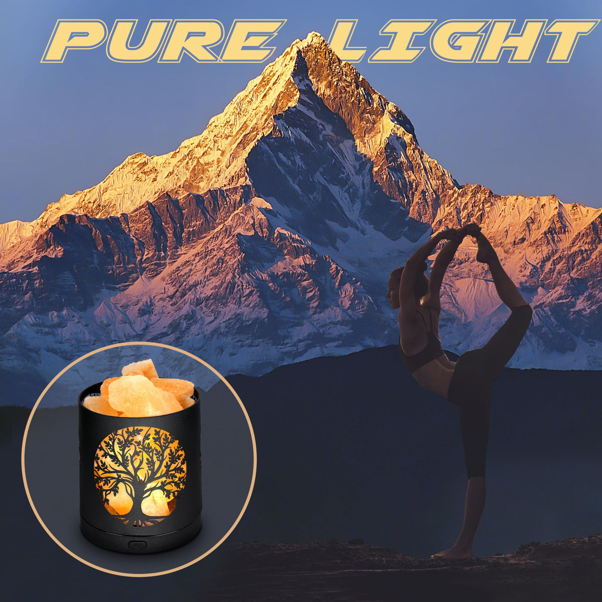 SUNYA Himalayan Salt Lamp - Metal Basket with 5 LED Bulbs, Pink Rock Salt Lamp Night Light with USB Power Cable. Battery Powered Support