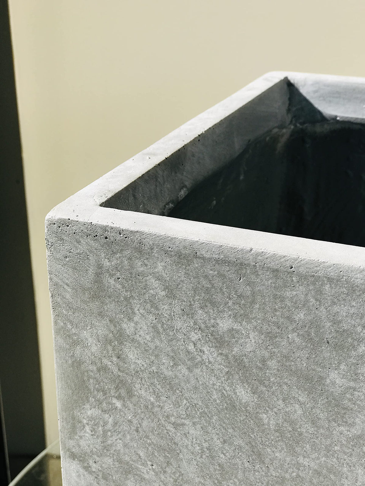 Kante AF0002B-60611 Concrete Rectangle Tall, Large Outdoor/Indoor Planter Pots Lightweight with Drainage for Patio Deck Livingroom, 24" H, Light Gray