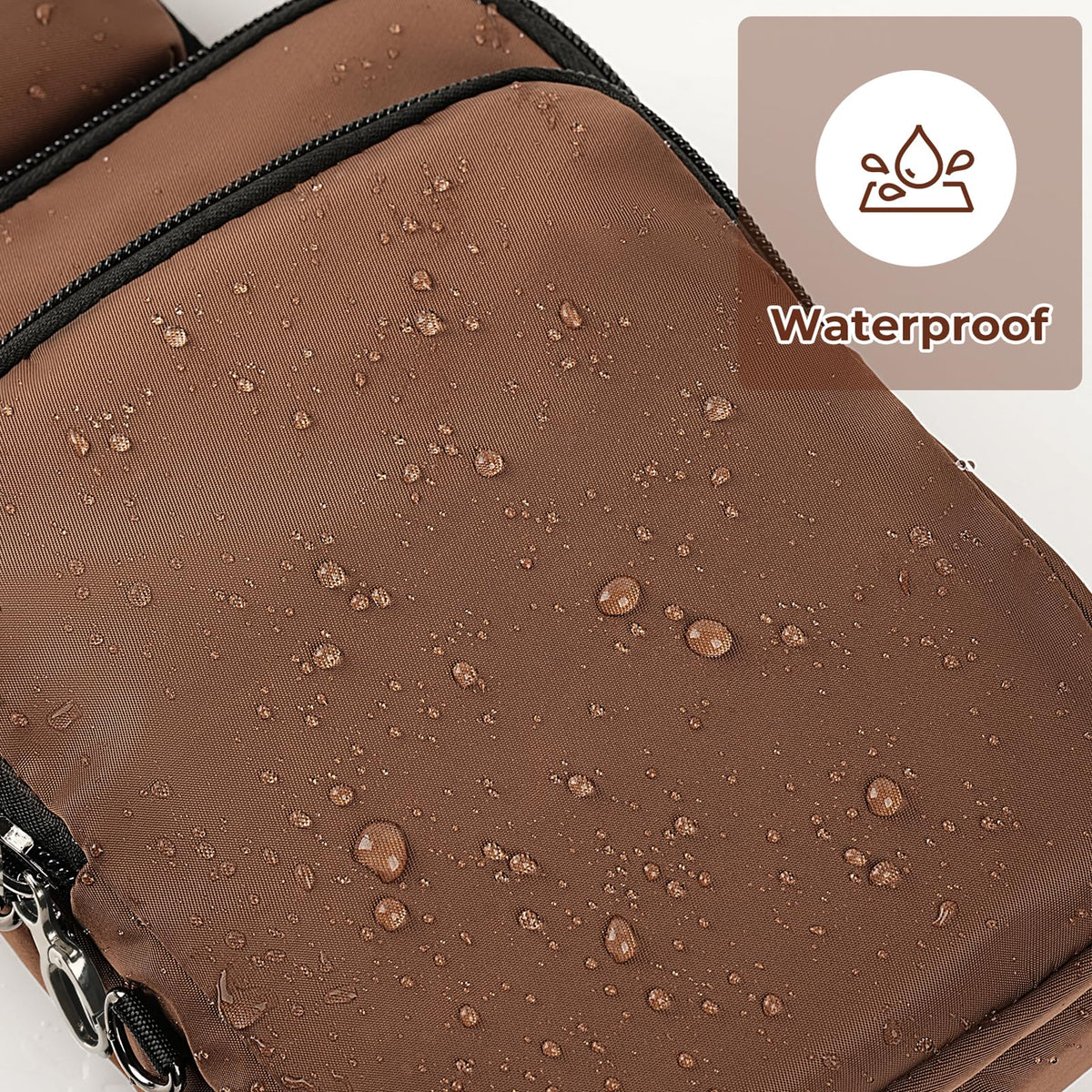 BROADREAM Sling Bag, Crossbody Bag with Anti-Theft Lock Zipper, RFID Blocking & Water Resistant for Travel Work Sport (Brown)