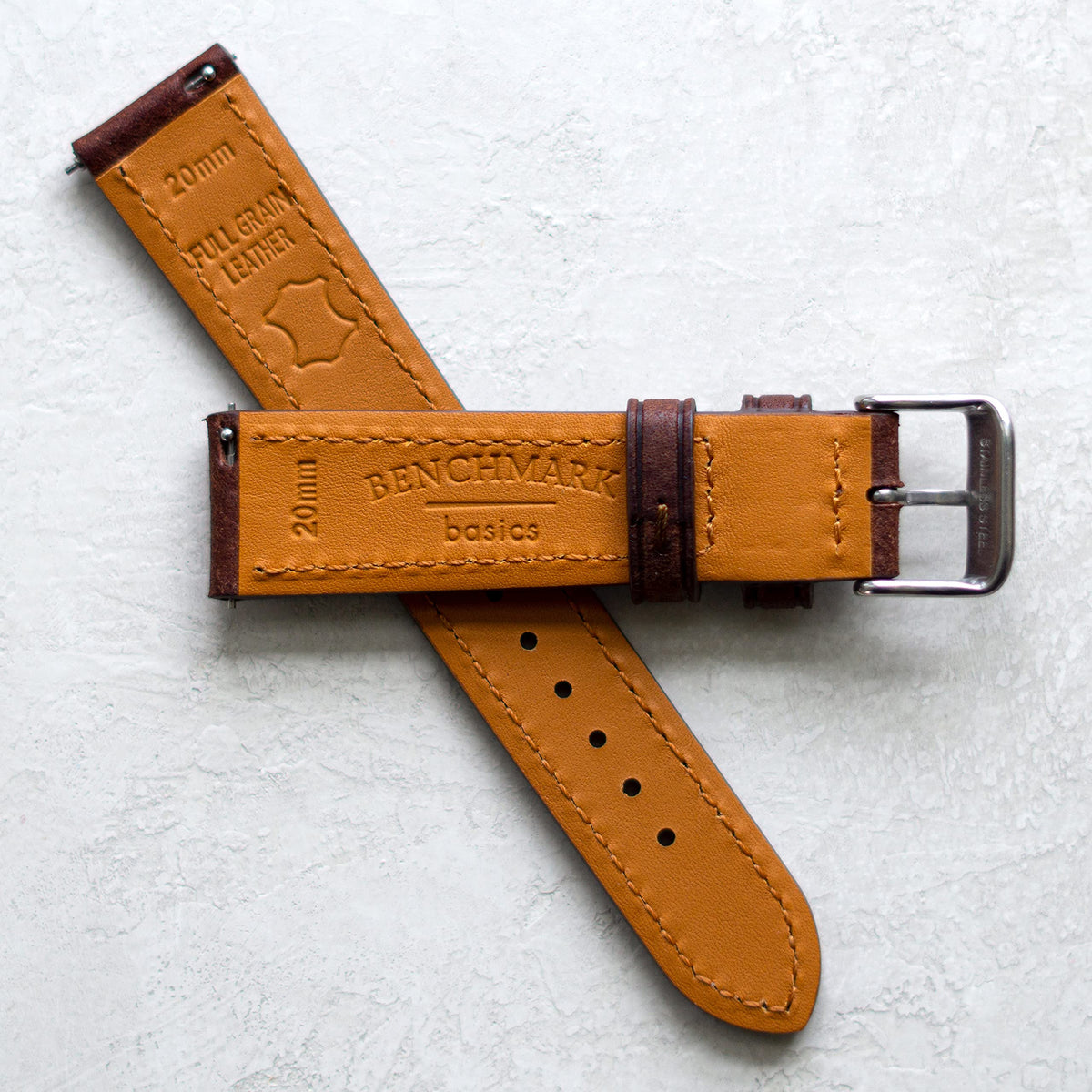 Benchmark Quick Release Leather Watch Band - Premium Italian Full Grain Leather Watch Straps for Men & Women (18mm, Black)