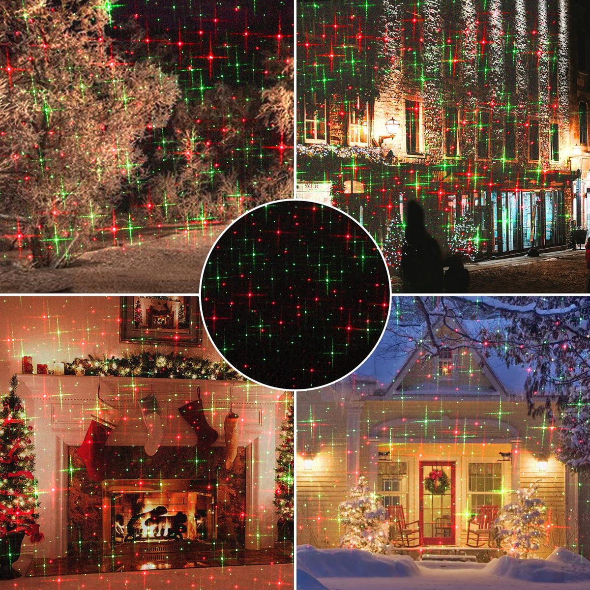 Minetom Christmas Projector Laser Lights, Red and Green, 3 Modes, Waterproof, 1 Pack, Model CXF-B100RG-A, Black