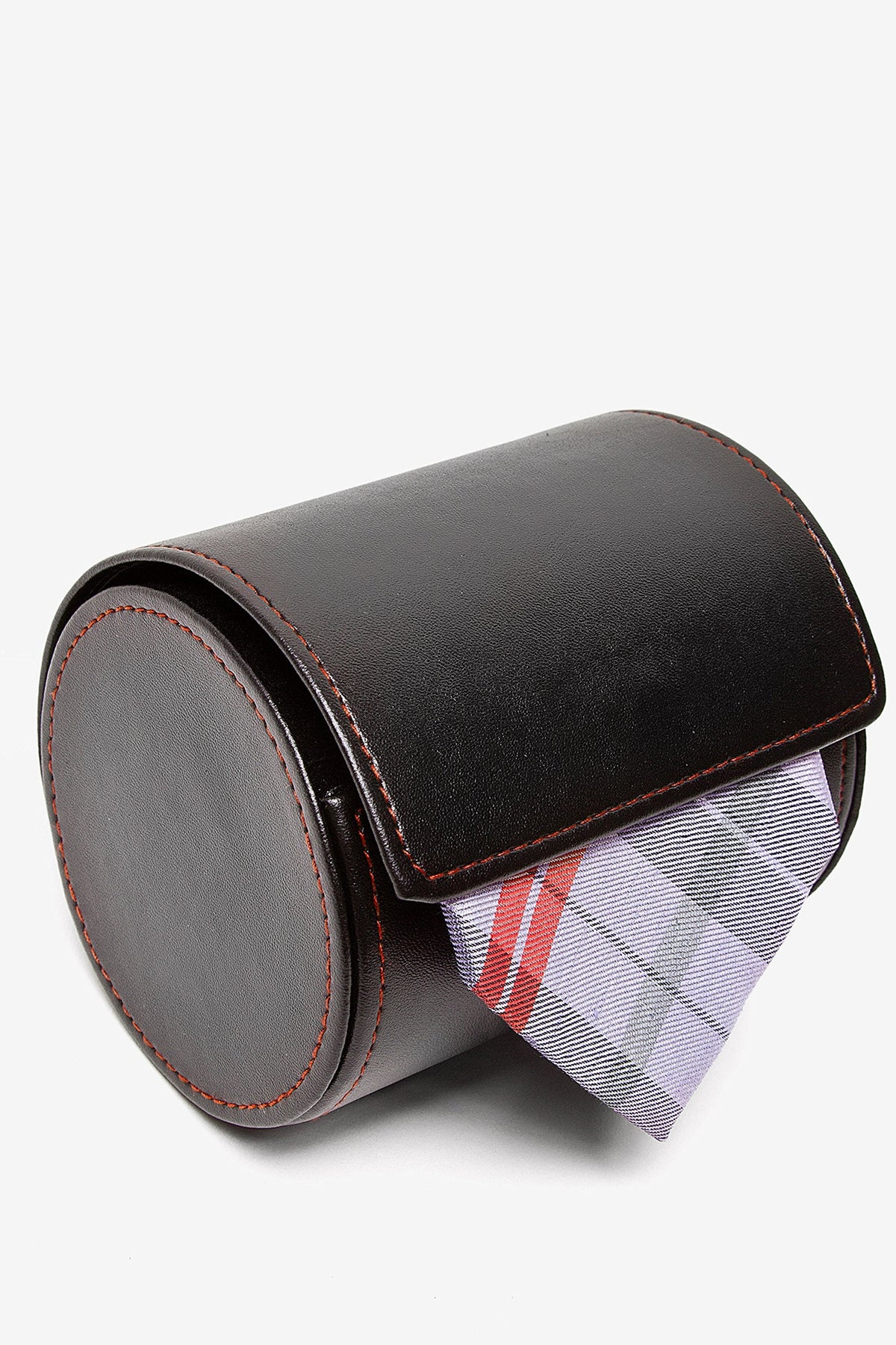 Black Tie Travel Case Roll - Perfect Business Gift - Vegan Faux Leather Necktie Anti-Wrinkle Storage Case