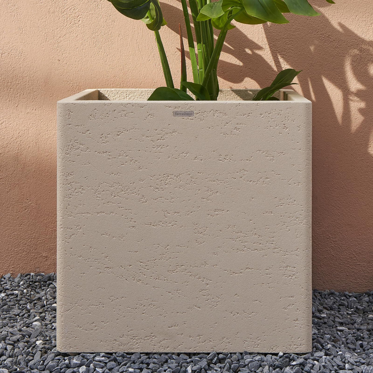 TerraDeco 20 Inch Square Concrete Planter（20Lx20Wx20H，48 Pounds）,Durable All-Weather Use with Drainage Holes,Large Square Planter for Outdoor Indoor Plants