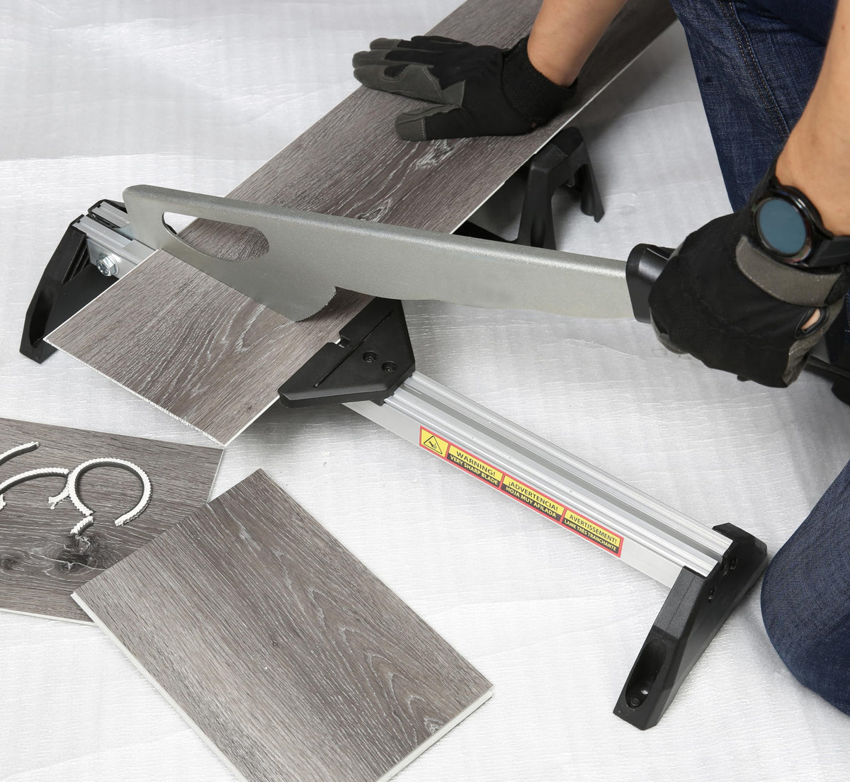 FullyAssembled Laminate/Vinyl Floor Cutter, Angle&Length Cutting,Laminate Flooring Cutter,Cuts 2-5mm Thickness Rubber Floor,Laminate Floor,VCT,PVC,Steel/Alu,Floor Cutter for Small Project & Thin Floor