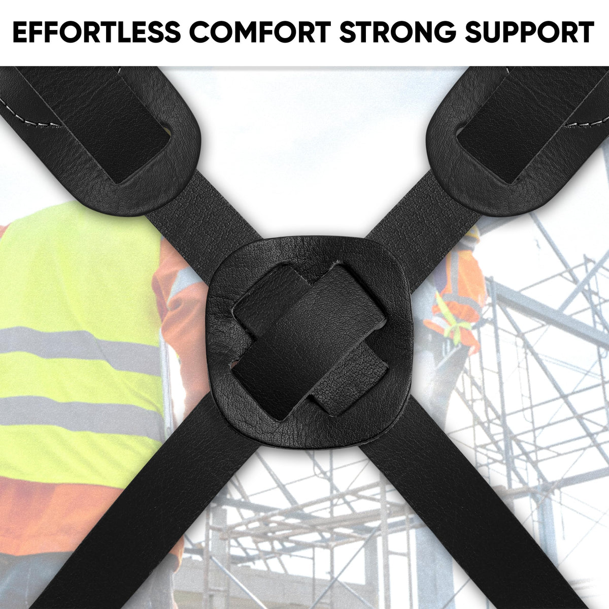 FUERI Electrician's Heavy Duty 26 Pocket Leather-Nylon Tool Belt & Suspender Combo, Comfort Back Support Padded Belt, 2 Large Storage Capacity Pouches, Best for Framers, Carpenter, Roofing