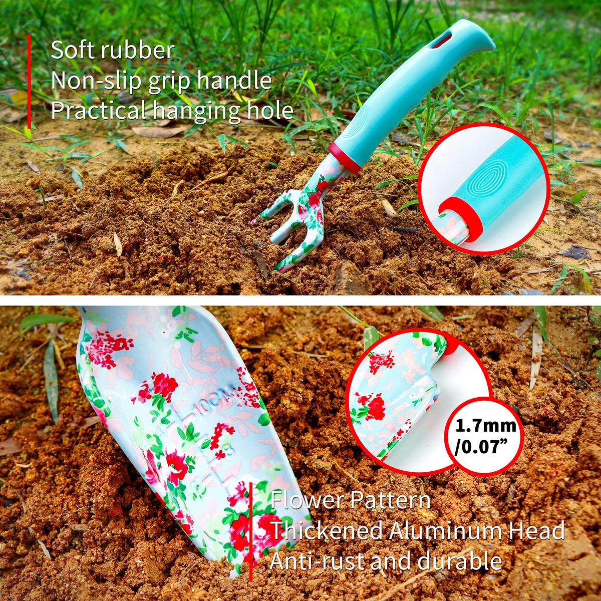 JUMPHIGH Womens Gardening Gifts Set - Floral Gardening Tools with Tote Bag - Gifts for Mom, Girlfriend or Women - Birthday, Christmas (Blue)