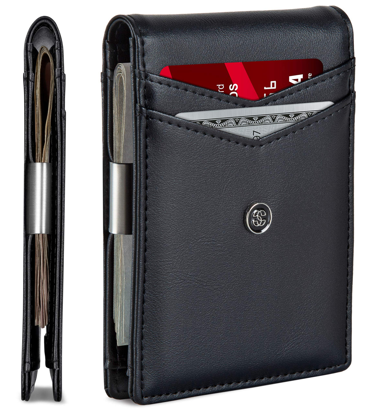 Suavell Slim Wallets for Men. Minimalist Bifold Wallet With Money Clip & ID Window. RFID Blocking Credit Card Holder Front Pocket Wallet, Gifts For Men - Husband Father On Birthday Anniversary.