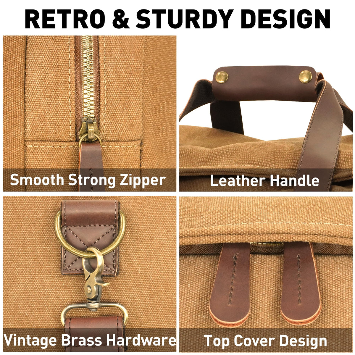 Densata 60L Travel Bags for Men, Nomad Canvas Duffle Bag Vintage Genuine Leather Travel Duffel Bag Multifunctional Weekender Overnight Backpack with Shoes Compartment (Coffee, X Large-60L)