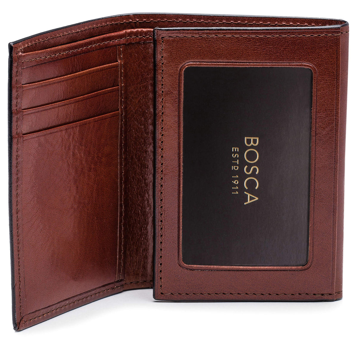 Bosca | Men’s Double I.D. Trifold Wallet w/RFID Blocking in Italian Old Leather