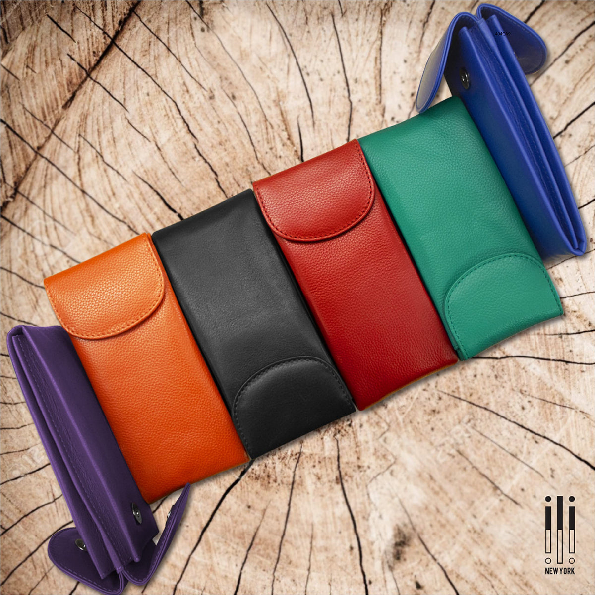 ili New York Double Flap Leather Eyeglass Case, Soft 2-in-1 Dual Glasses Pouch for Sunglasses and Reading Glasses for Men and Women, Red