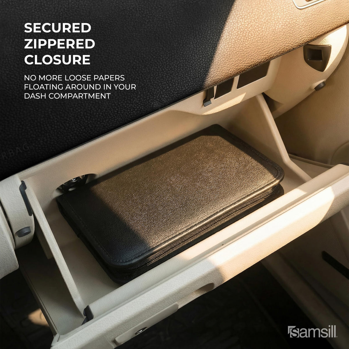 Samsill Car Registration and Insurance Holder, Owner's Manual Glove Box Organizer, 7.25 x 10 inches, Car Document Holder, Black