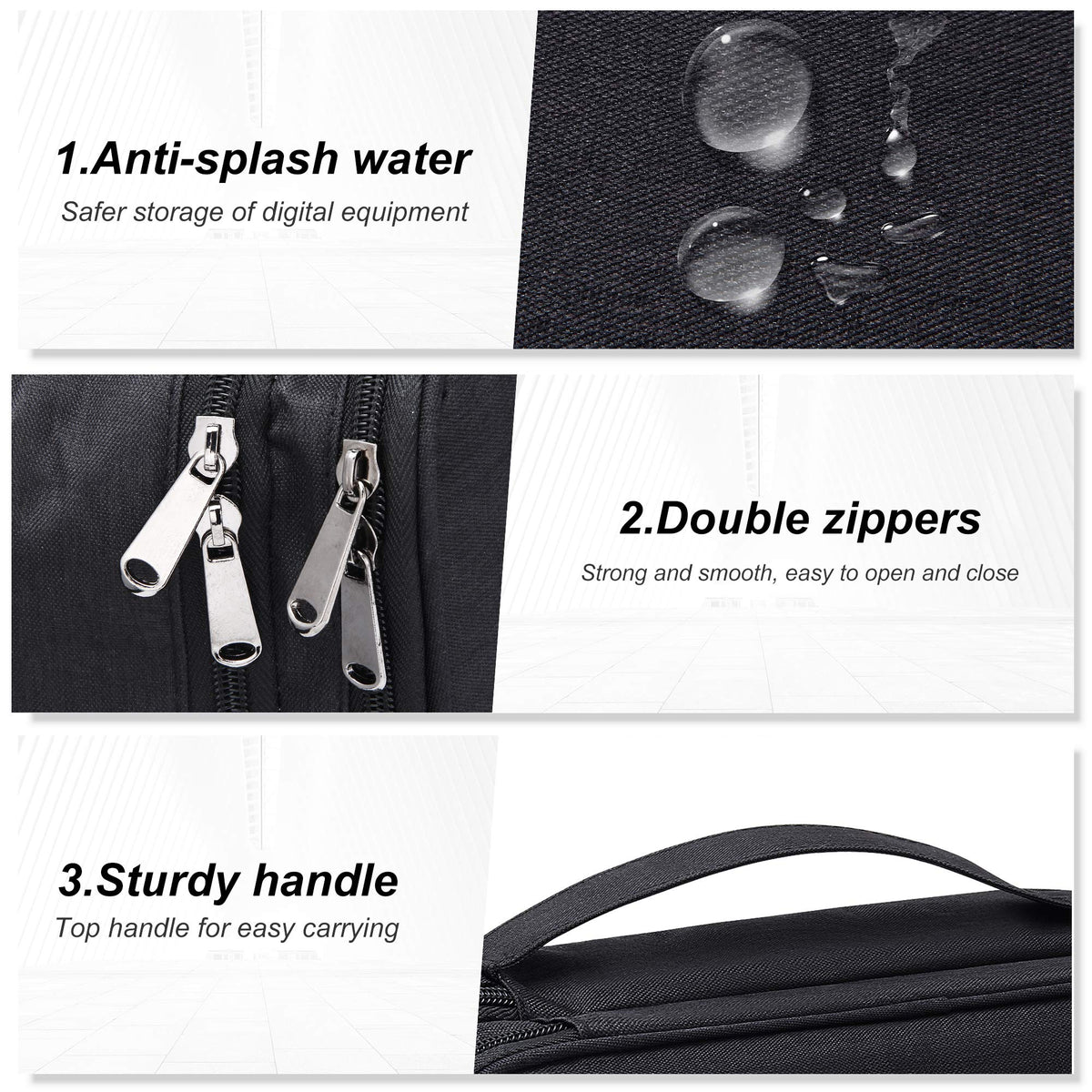 SELLYFELLY Electronic Bag Travel Cable Accessories Bag Waterproof Double Layer Electronics Organizer Portable Storage Case for Cable, Cord, Charger, Phone, Adapter, Power Bank, Kindle, Hard Drives