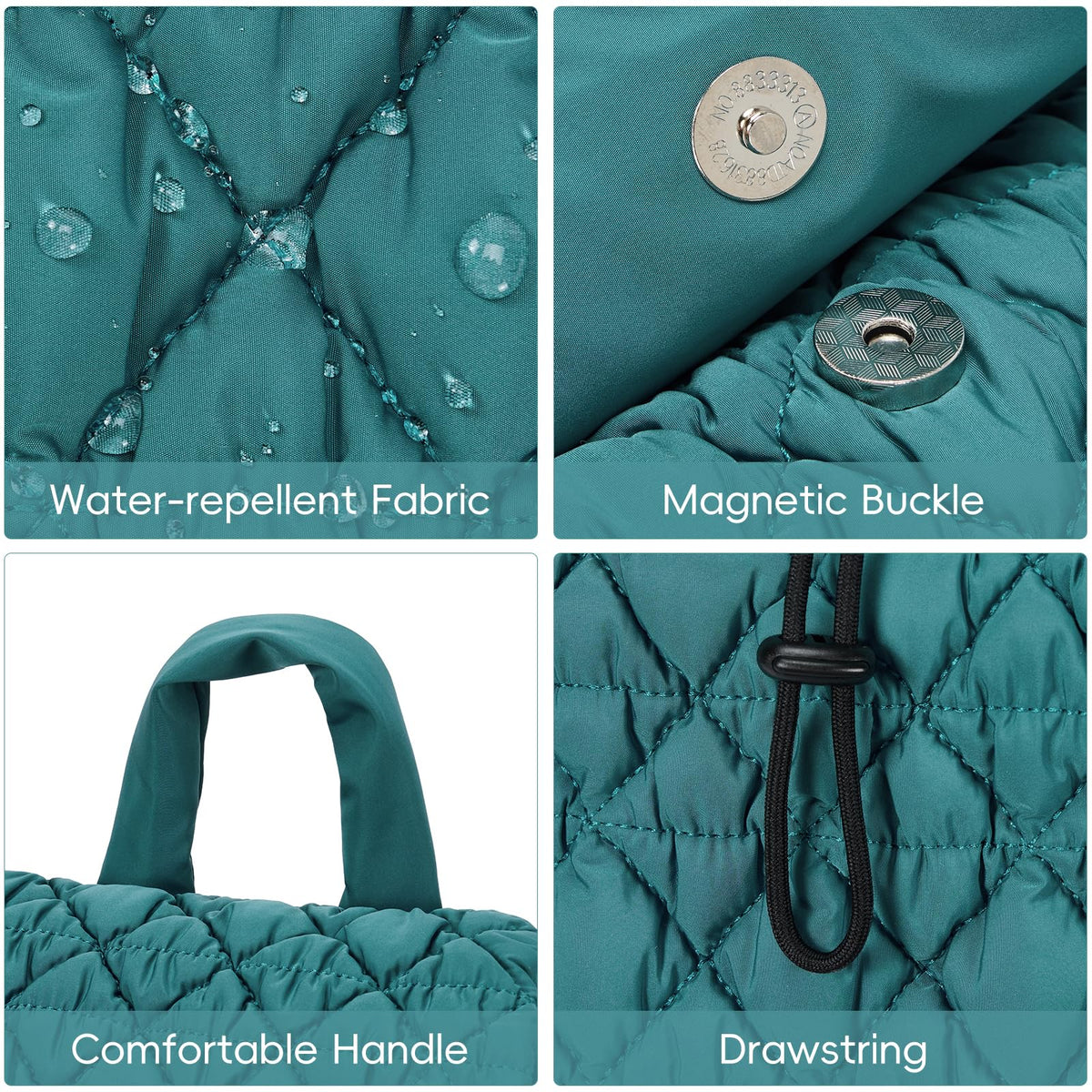 CLUCI Puffy Quilted Backpack for Women, Casual Lightweight Daypack for Women Travel Green