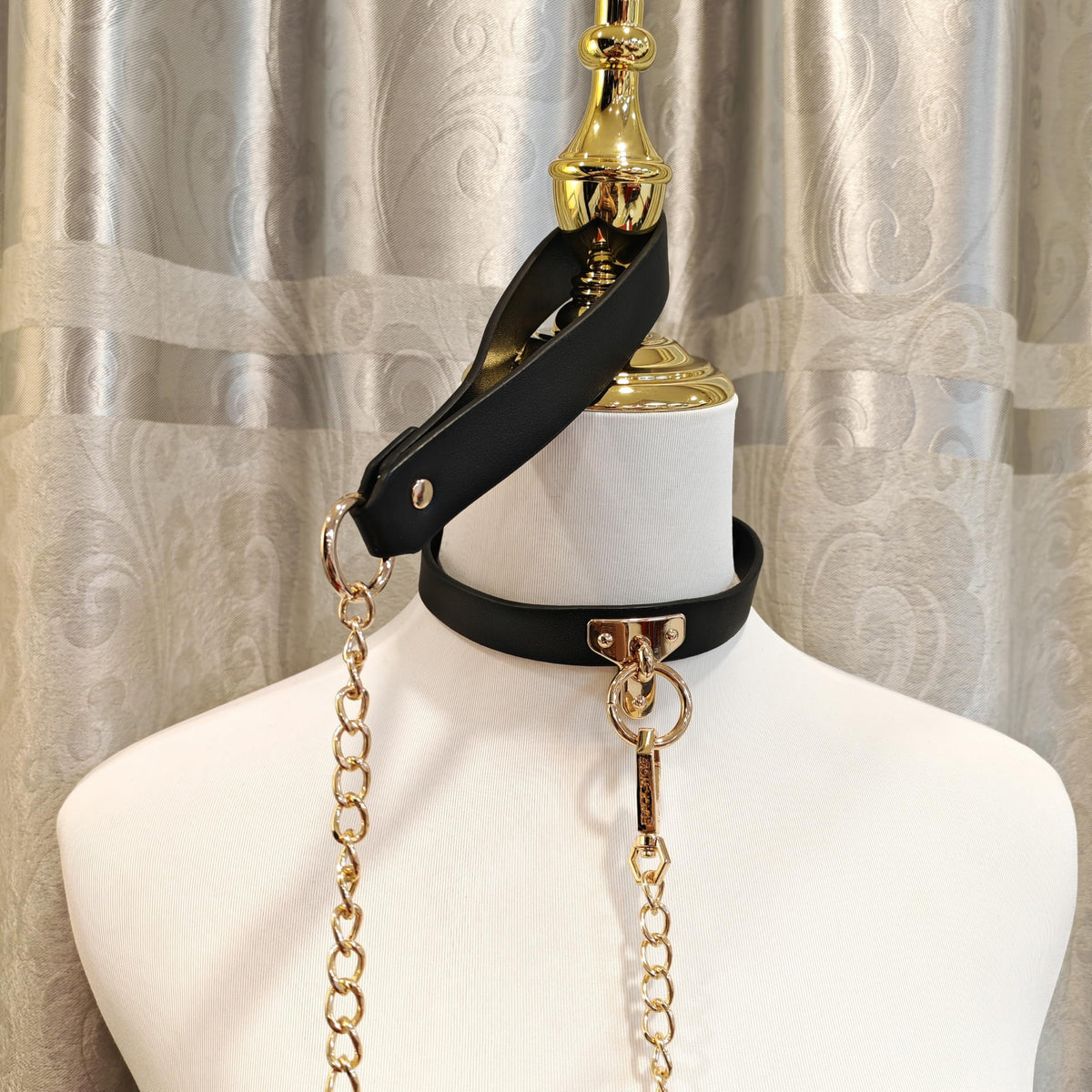 Acecare Goth Choker Necklace for Women,Adjustable Soft Leather Collar Punk Emo Costume Neck Accessories Jewelry Gifts (Black + Leash)