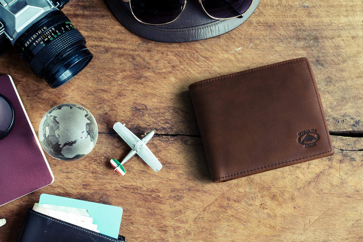 Stealth Mode Leather Bifold Wallet for Men With ID Window and RFID Blocking