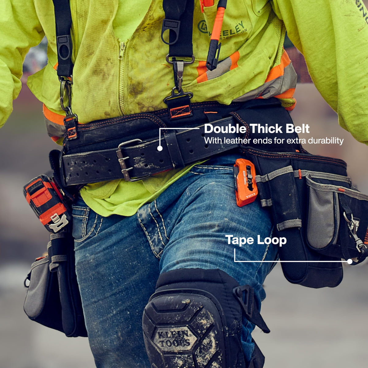 Klein Tools 55896 Tool Rig, Padded Tool Belt, Suspenders and Pouches with 23 Pockets, Adjustable 30 to 52-Inch Waist, for Carpenters, Electricians, Construction