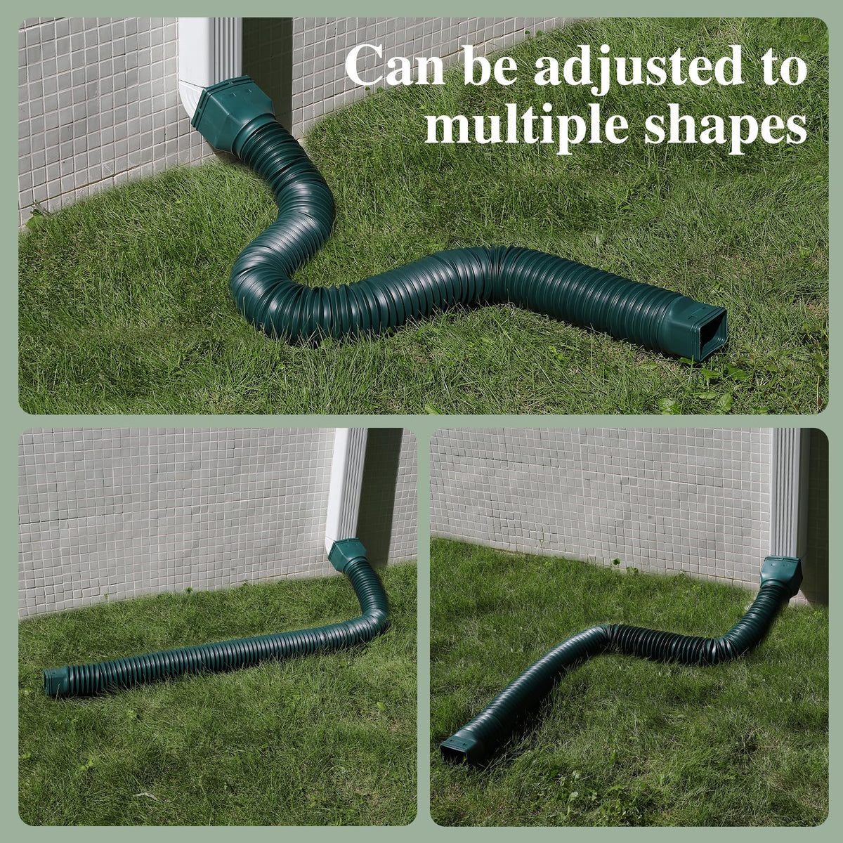 Gutterlix Flexible Gutter Downspout Extensions, Connectable Downspout Extender with 58"+ 67" Extendable Pipe, Thickened Down spout Drain Extension for Rainwater Drainage(2 Pack, Green)