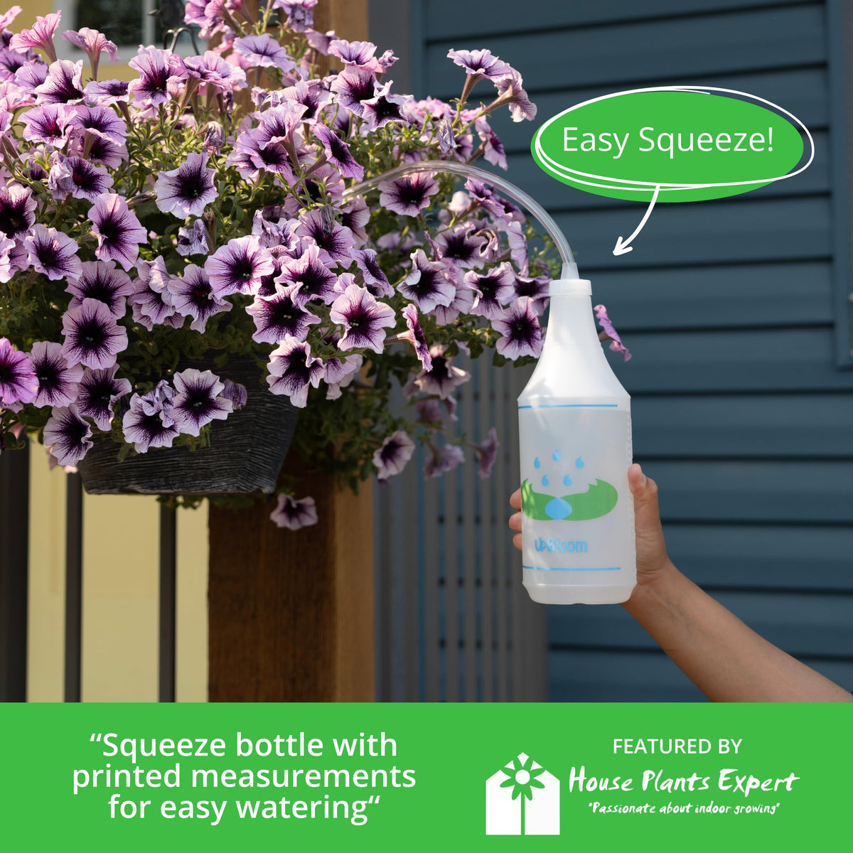 UpBloom - 32 Oz Squeeze Bottle for Hanging Plants, Squirt Bottle/Water Container for Outdoor/Indoor Hanging Plant Made in The USA (Great Alternative for Outdoor/Indoor Watering Can)