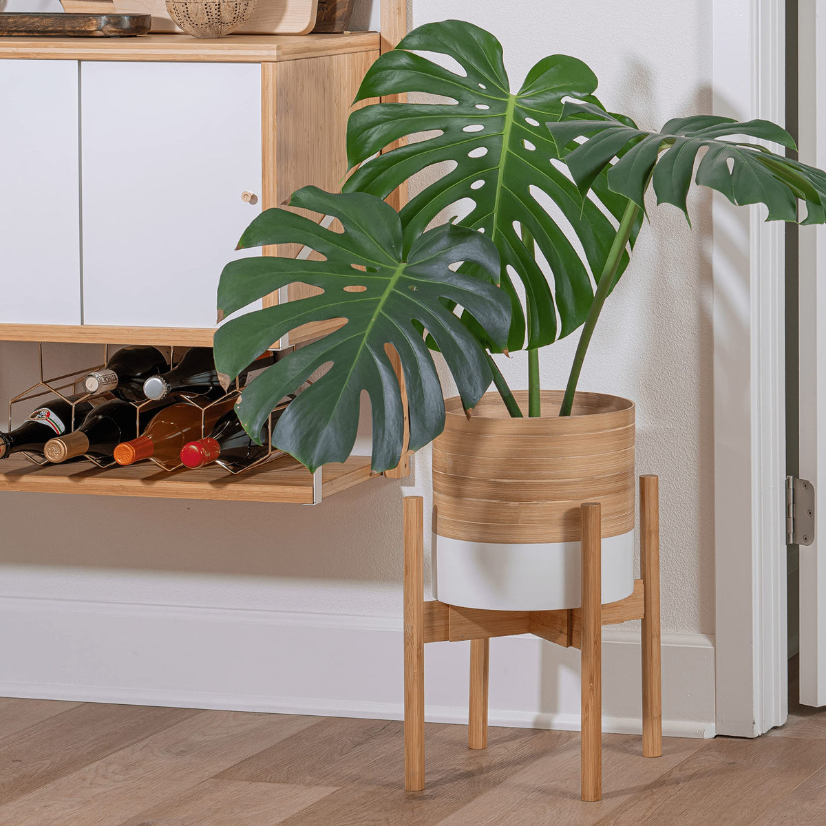 HABITAS Plant Pots for Indoor Plants - Modern Planter Style Made from Bamboo. Includes Large (10 inch Plant Pot), Medium (8") and Small (6") Planters for Indoor Plants. No More Plastic Flower Pots.