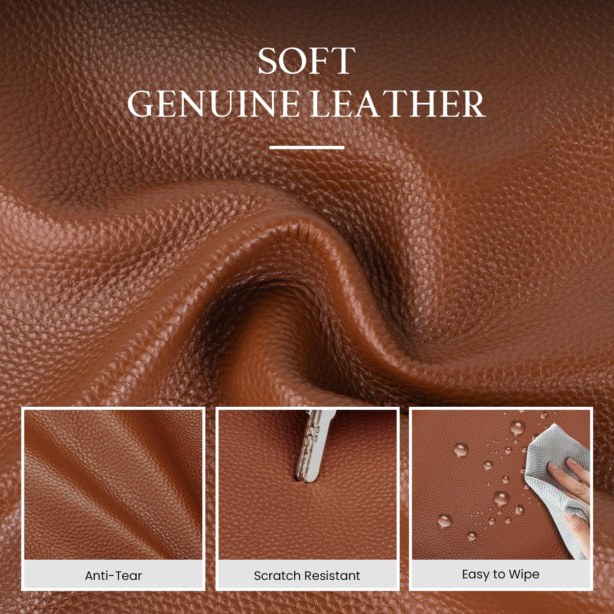 befen Soft Real Leather Tote Bag for Women Work, Women's Slouchy Casual Zipper Tote Work Bag Totes Travel Purse with Cup Holder Cognac Brown