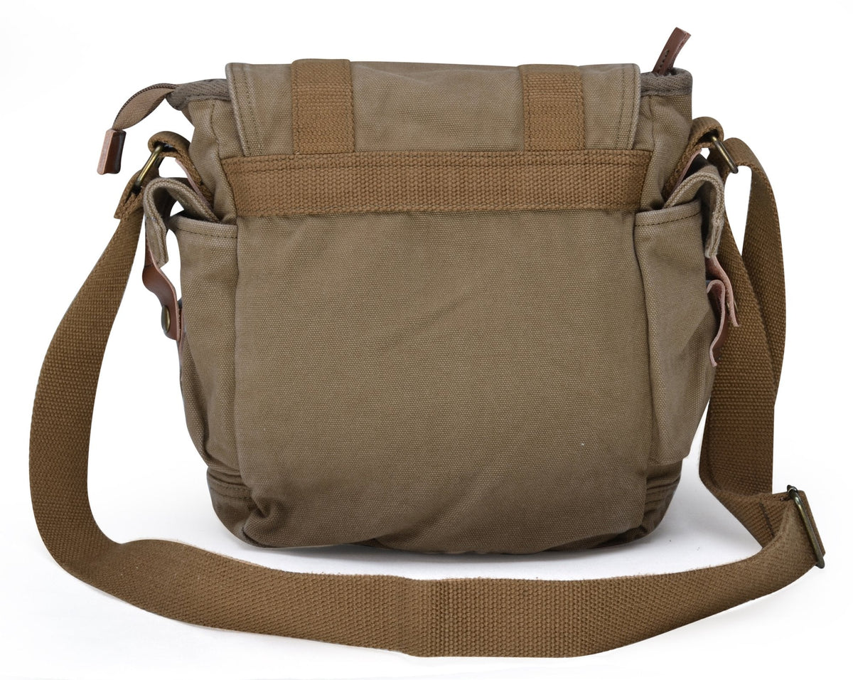 GOOTIUM Canvas Messenger Bag - Small Vintage Shoulder Purse Crossbody Satchel, Field Tan
