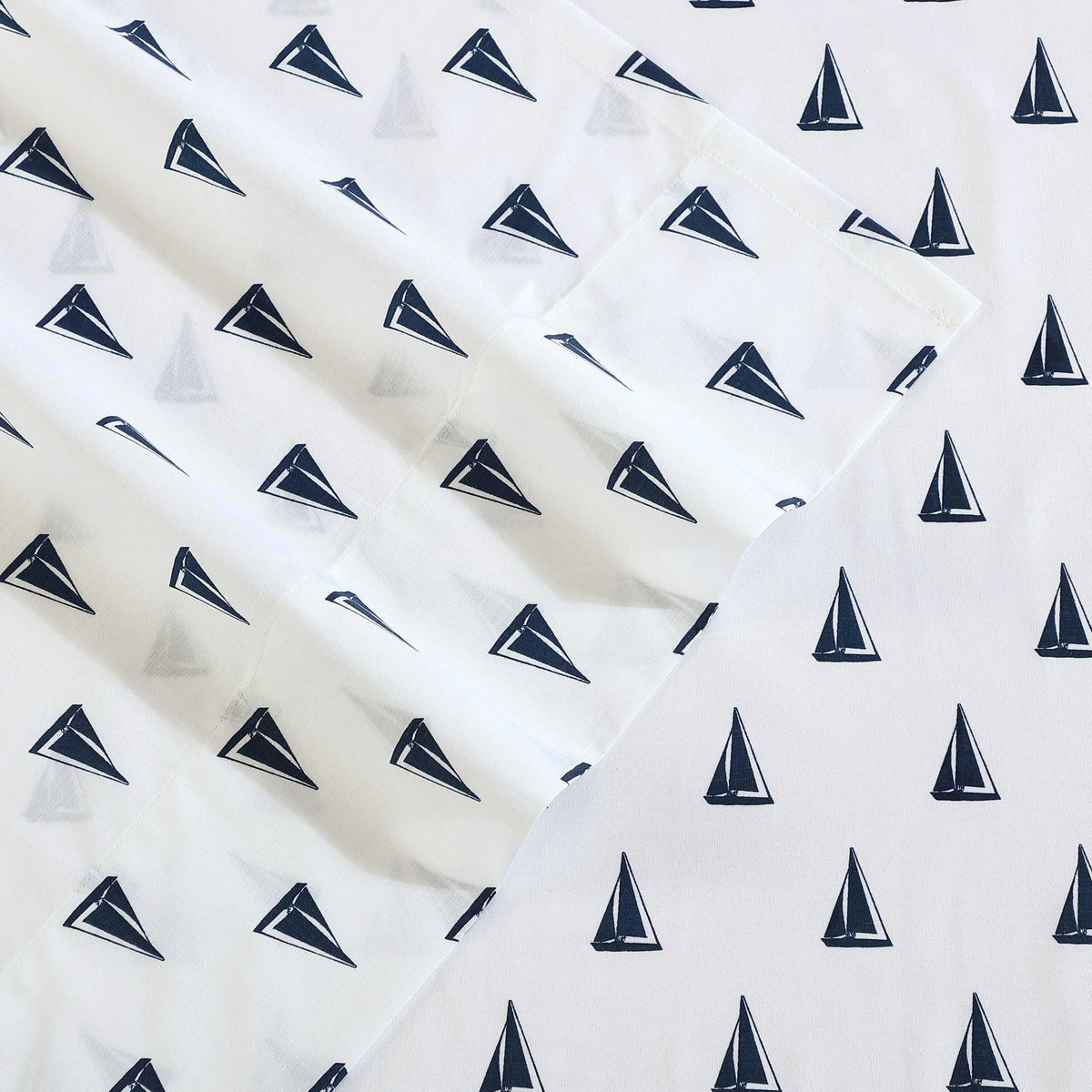 Nautica - Sheets, Cotton Percale Bedding Set with Matching Pillowcases, Crisp & Cool, Deep Pocket (Windtale Boat Navy, Full)