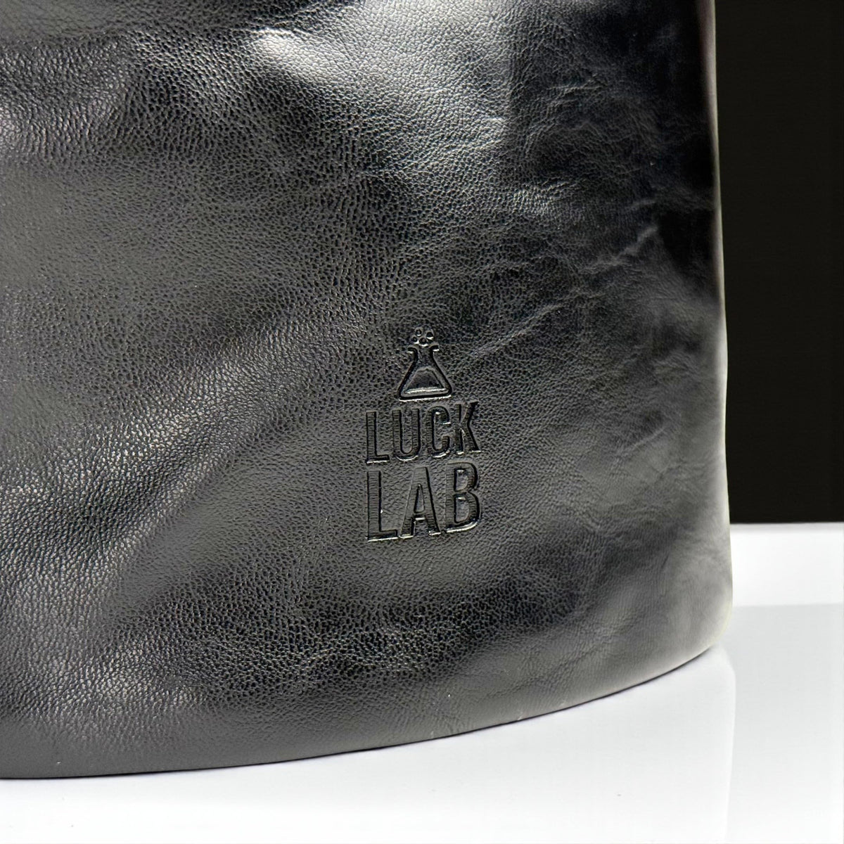 Luck Lab Dice Bag for DnD – Large Velvet-Lined PU Leather Dice Pouch w/ 4 Pockets, Embossed Design & Antique Gold Accents – Durable Dice Organizer for Tabletop RPGs & Game Accessories (Black)
