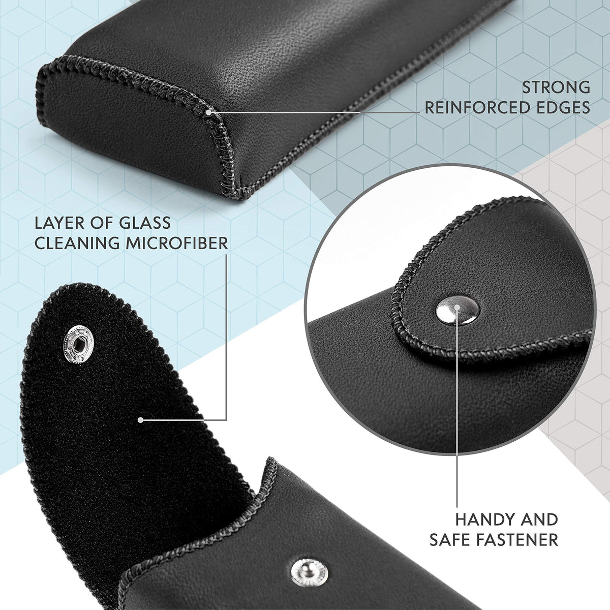 PU Leather Eyeglasses Case on Belt, Hard Eyeglass Case, Glasses Holder Belt Loop, Small Case For Eyeglass, Glasses Cases, Small Sunglasses Case, Reading Glasses Case Classy Style Black