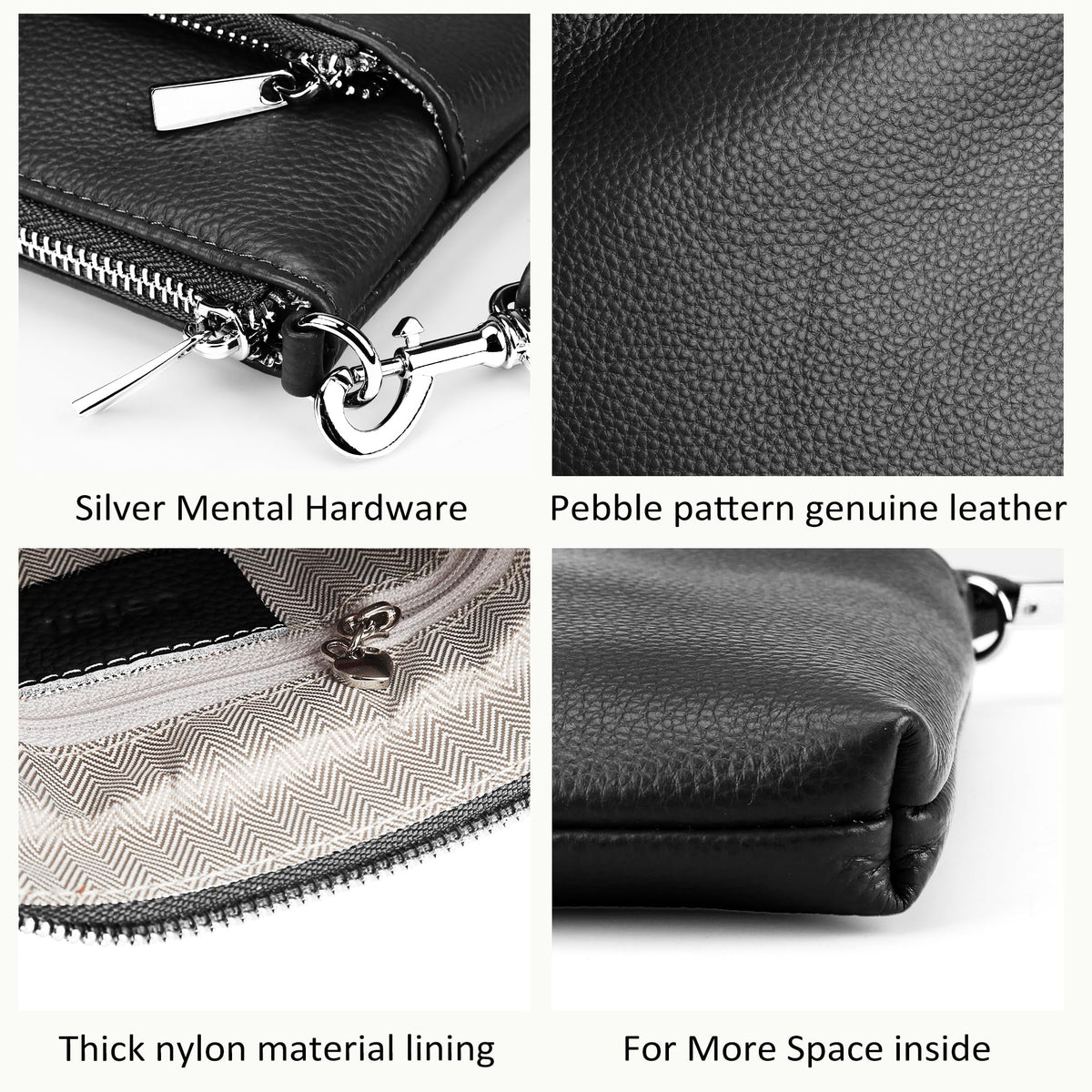 befen Small Black Genuine Leather Crossbody Purses for Women Travel Cross Body Bags with Adjustable Shoulder Strap