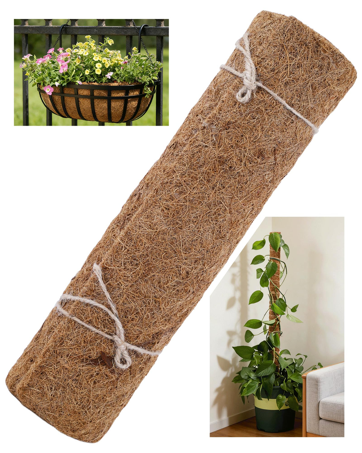 gardmate Coco Liners for Planters - Thick Coconut Fiber, Pre-Drained Planter Liner, Reptile Bedding & Garden Mat | 100% Natural & Biodegradable Coconut Coir for Plants (16" x 160")