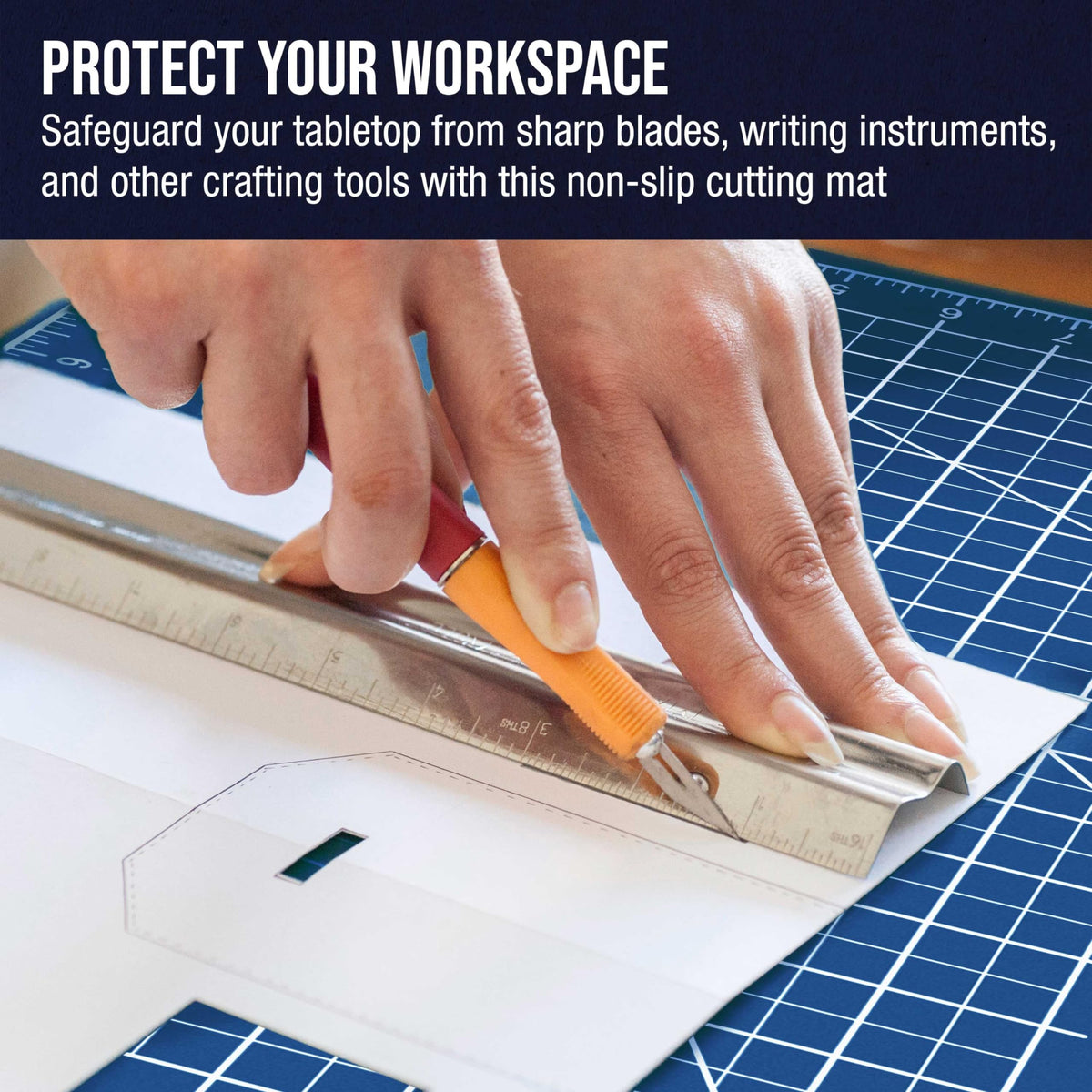 U.S. Art Supply 36" x 48" Self-Healing Cutting Mat 5-Ply - Double-Sided White/Blue Craft Mat, Non-Slip Cutting Mats for Crafts, Sewing, Quilting, Scrapbooking