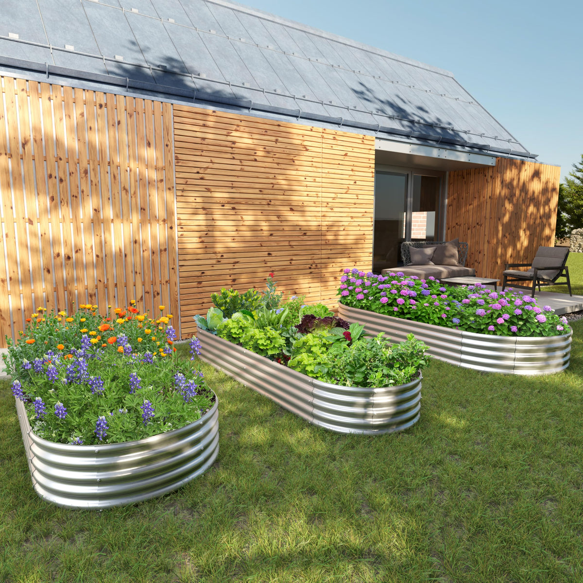 Easllre 2PCS 8x4x1ft Galvanized Metal Raised Garden Bed Kit,Outdoor Planter Box Vegetables,Flowers,Herbs Durable Rust-Resistant Patio Gardening Beds