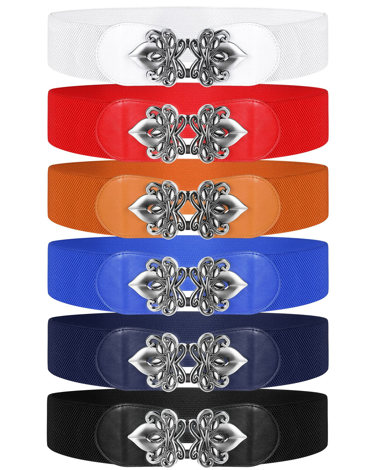 SATINIOR 6 Pieces Women Wide Stretchy Waist Belt Retro for Dress Elastic Belt with Buckle PU Leather Vintage