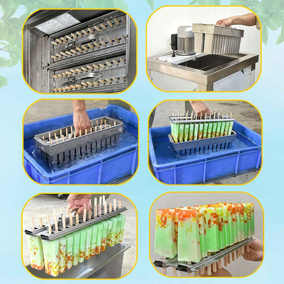 Kolice Commercial Brazilian Slim Molds Popsicle Machine, Ice Bars Machine, Ice Lolly Sticks Machine, Ice Lollipop Machine with 2 Slim Molds and 1 Aligner,123ml/each stick