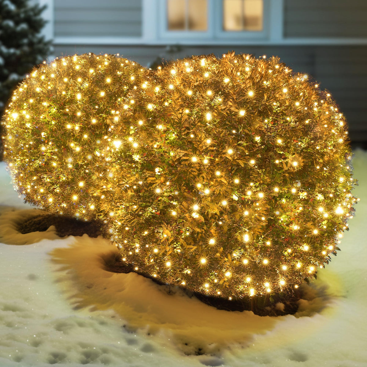Led Christmas Net Lights Outdoor Christmas Bushes Lights 120Led 6ftx5ft, Connectable Outdoor Indoor Mesh Net Lighting for Xmas Holiday, Garden, Lawn, Shrubs, Trees, Bushes Decorations(WarmWhite)