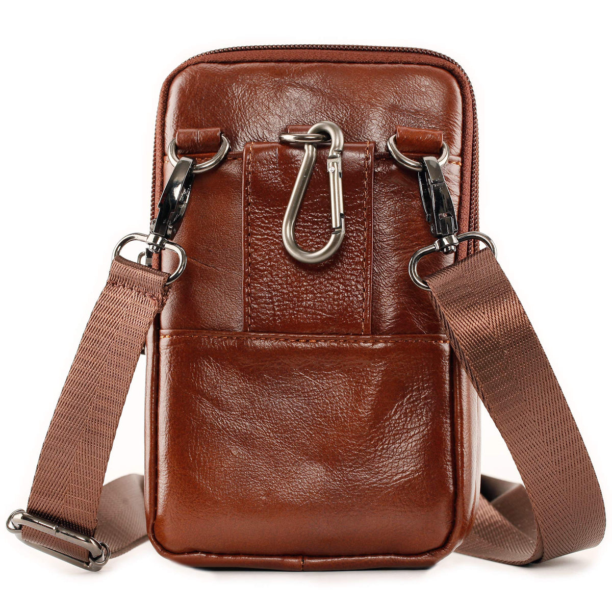 Leather Cell Phone Wallet Shoulder Holster,Hip Bum Pack Pouch Belt Pouch Bolso para Hombre Crossbody Bag for Men with Card Slots Compatible with iPhone (Brown)