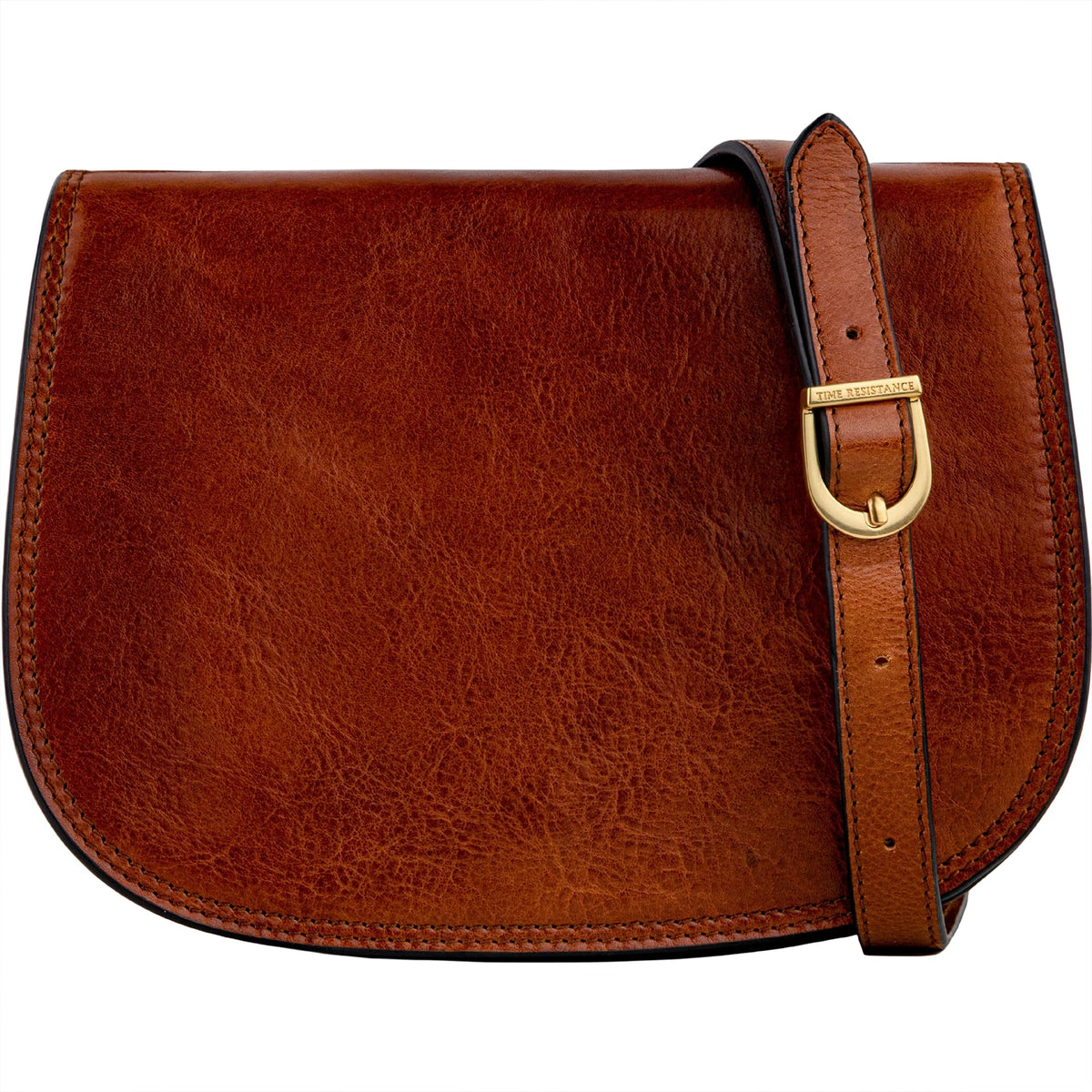 Time Resistance Leather Crossbody Bag for Women - Shoulder Messenger Purse (Cognac Brown) - Gift Box Included