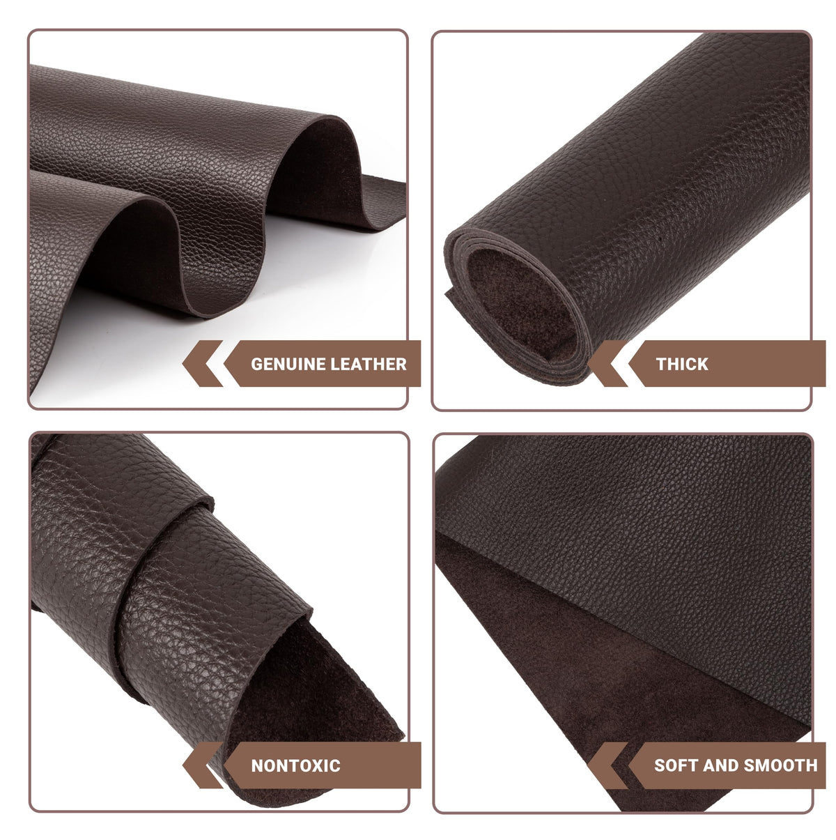 Shkira 24''X12'' Genuine Dark Brown Dotted Leather Sheets for Hobby Workshops - Tooling Square - 2.0MM Thick Genuine Top Full Grain Oil Tan - Thick Leather Pieces