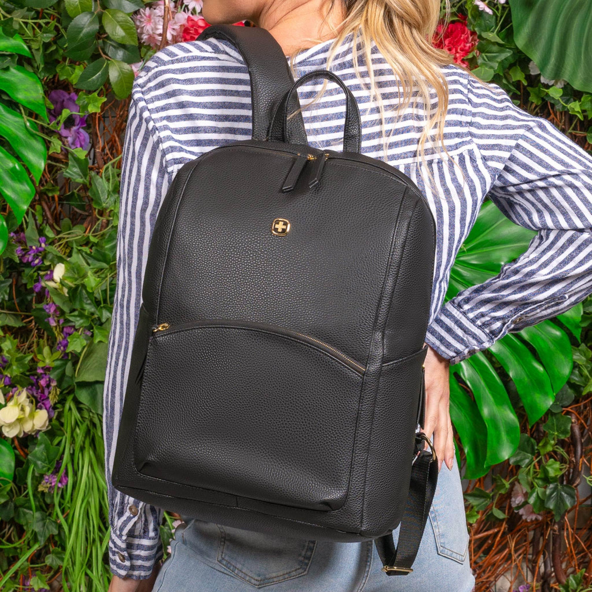SwissGear Serenity Luxe Women's Laptop Backpack, Laptop Bag Fits Most 13-Inch Laptops, Black, 16 Inches