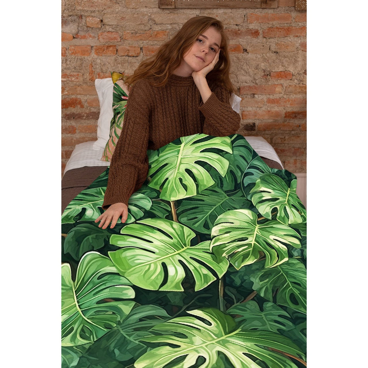 Tropical Plant Palm Leaves Blanket Soft Cozy Throw Lightweight Microplush Blankets for Couch Bed Sofa All Season Warm-50 in x 40 in Small for Kids