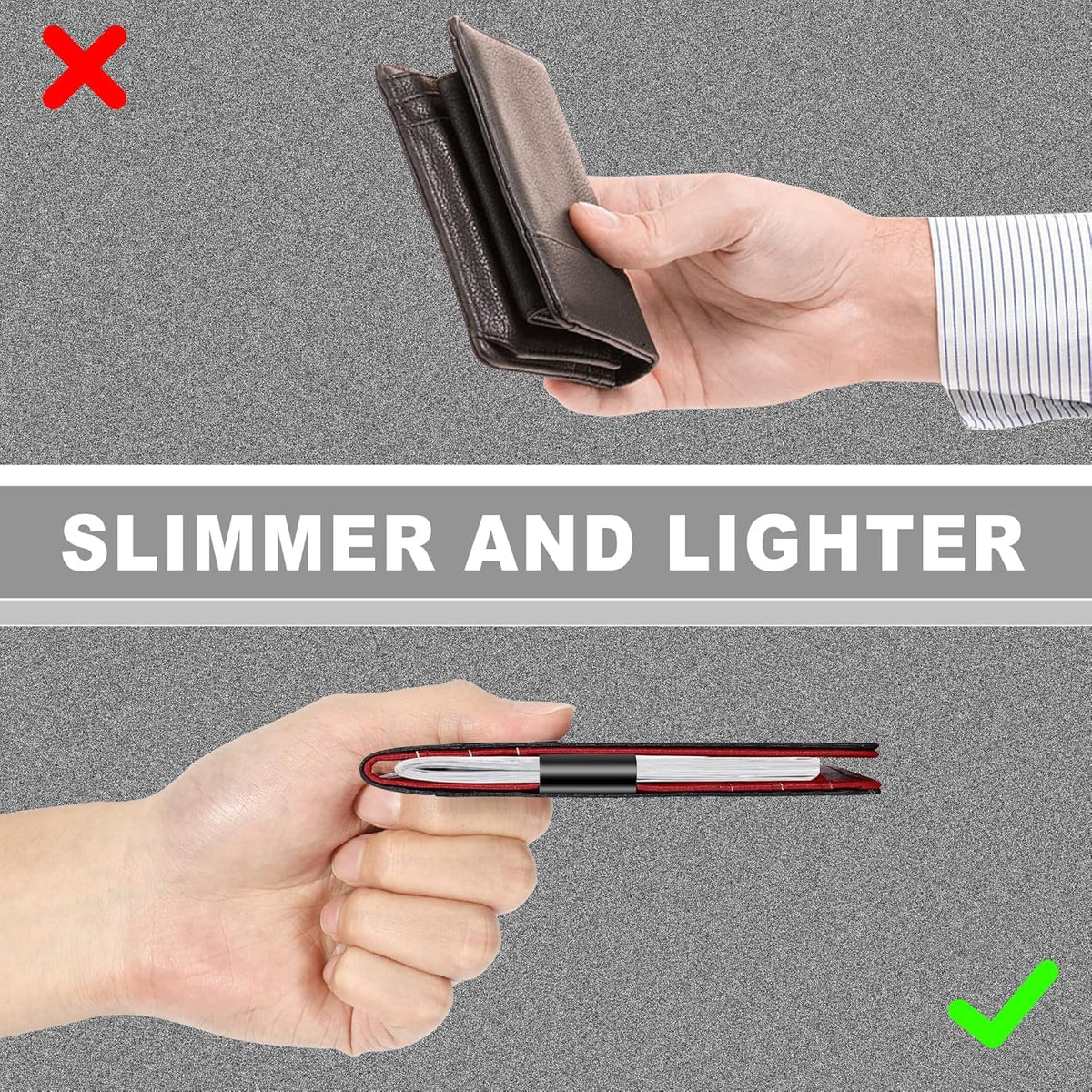 Define Essentials Carbon Fiber Minimalist Slim Bifold Wallet for Men - RFID Blocking, Money Clip, Genuine Leather - Stylish, Secure, and Functional (Carbon Black)
