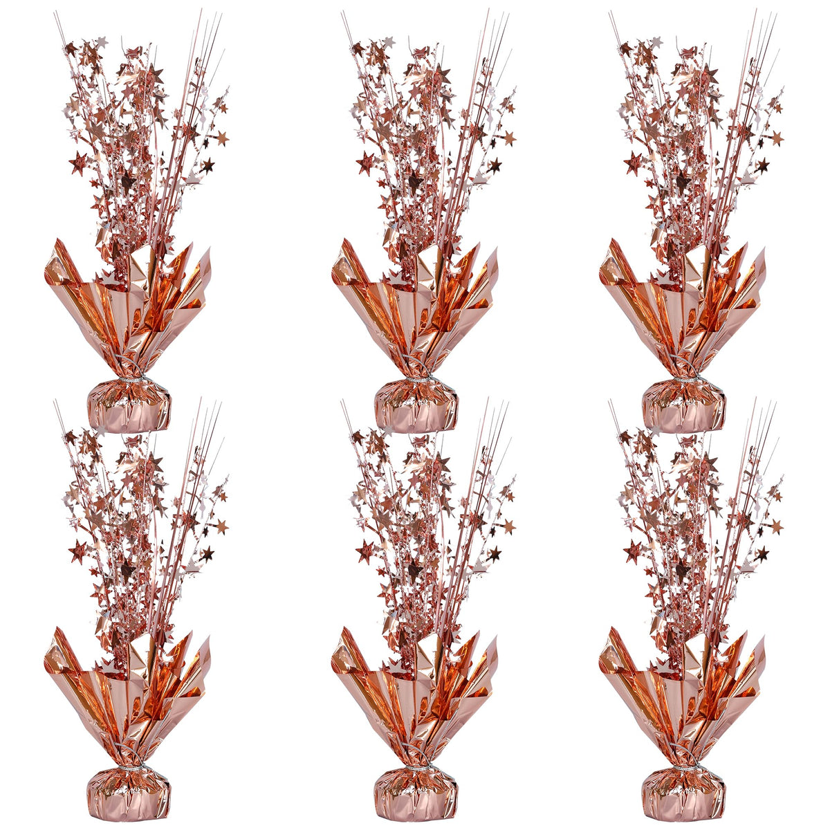Gyufise 6 Pack Metallic Foil Spray Centerpiece Star Table Decoration Burst Table Centerpieces Table Decor for Birthday Wedding Anniversary Graduation Holiday Party Supplies Rose Gold