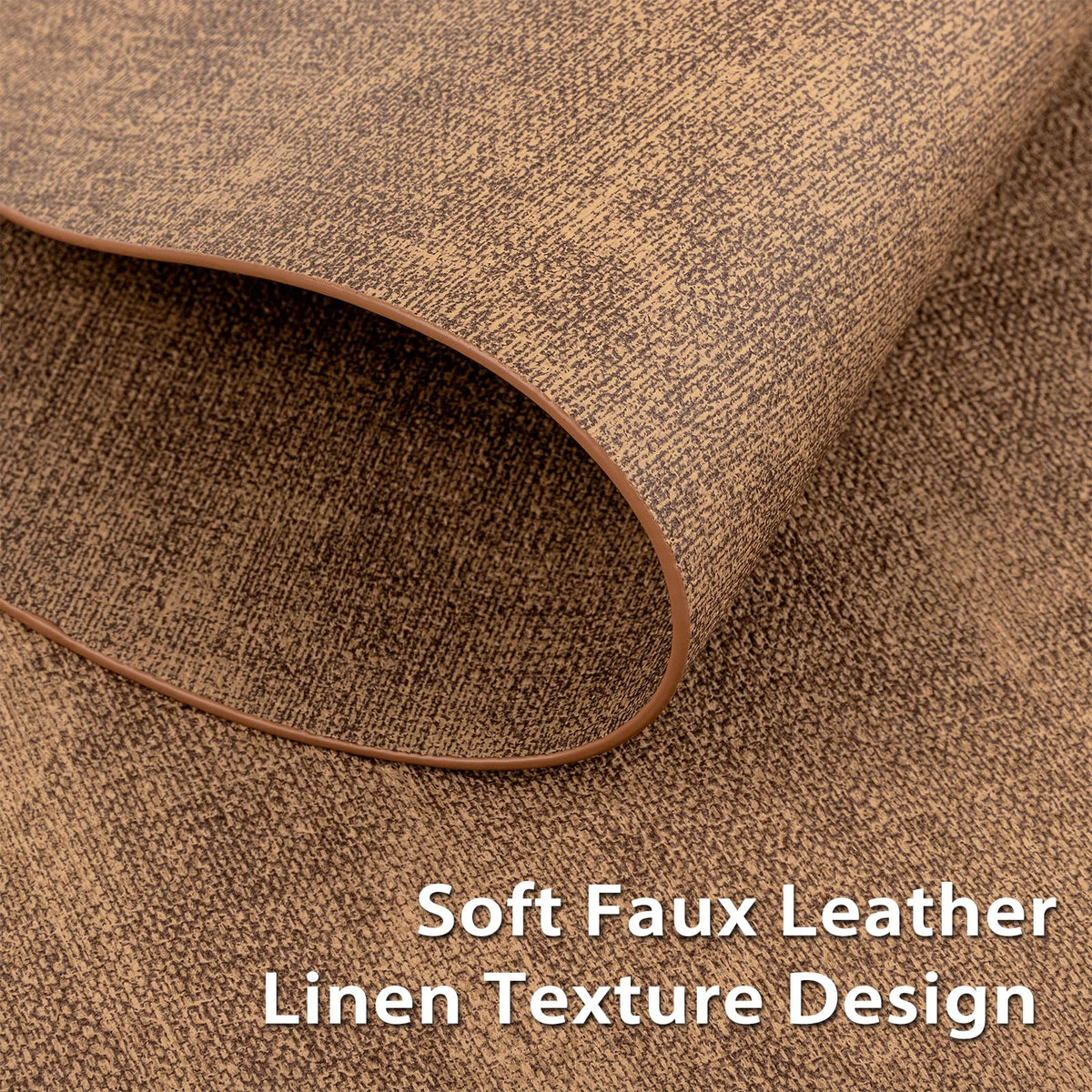 BARTHKIT Placemats Set of 6 - Washable Heat Resistant Table Placemats - Wipeable Faux Leather Oval Place Mats, Waterproof Table Mats for Dining Table, Brown