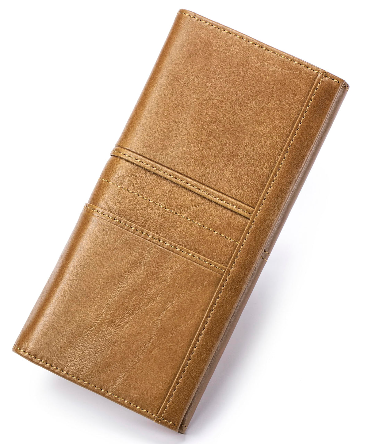 SCHLATUM Wallets for Women RFID Blocking Long Ladies Wallet Bifold Womens Leather Wallet with Coin Pocket ID Window, Brown