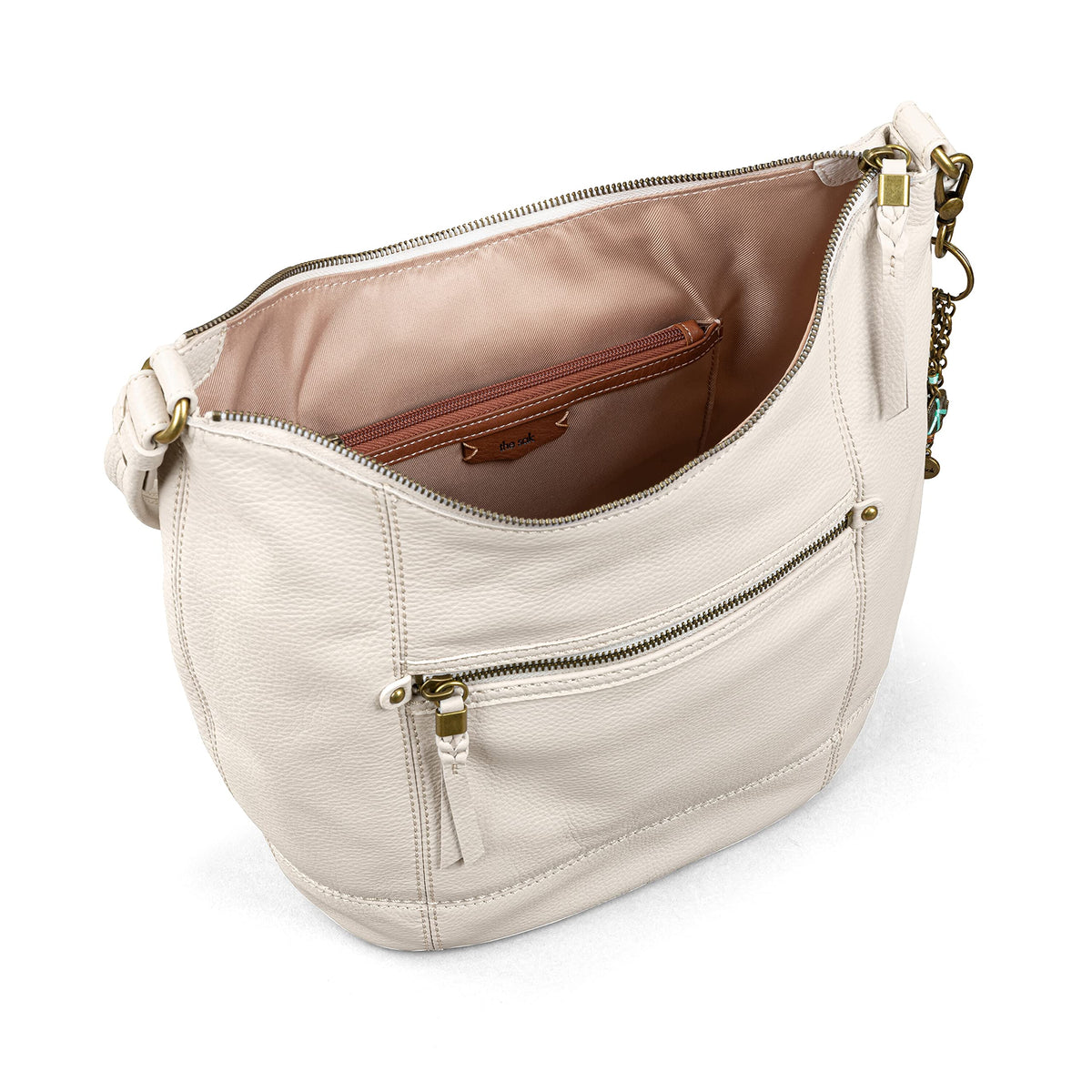 The Sak Sequoia Large Hobo Bag - Premium Leather Women's Handbag for Everyday & Travel - Designer Purse With Shoulder Bag Strap, Zipper Closure and Pockets - Stone