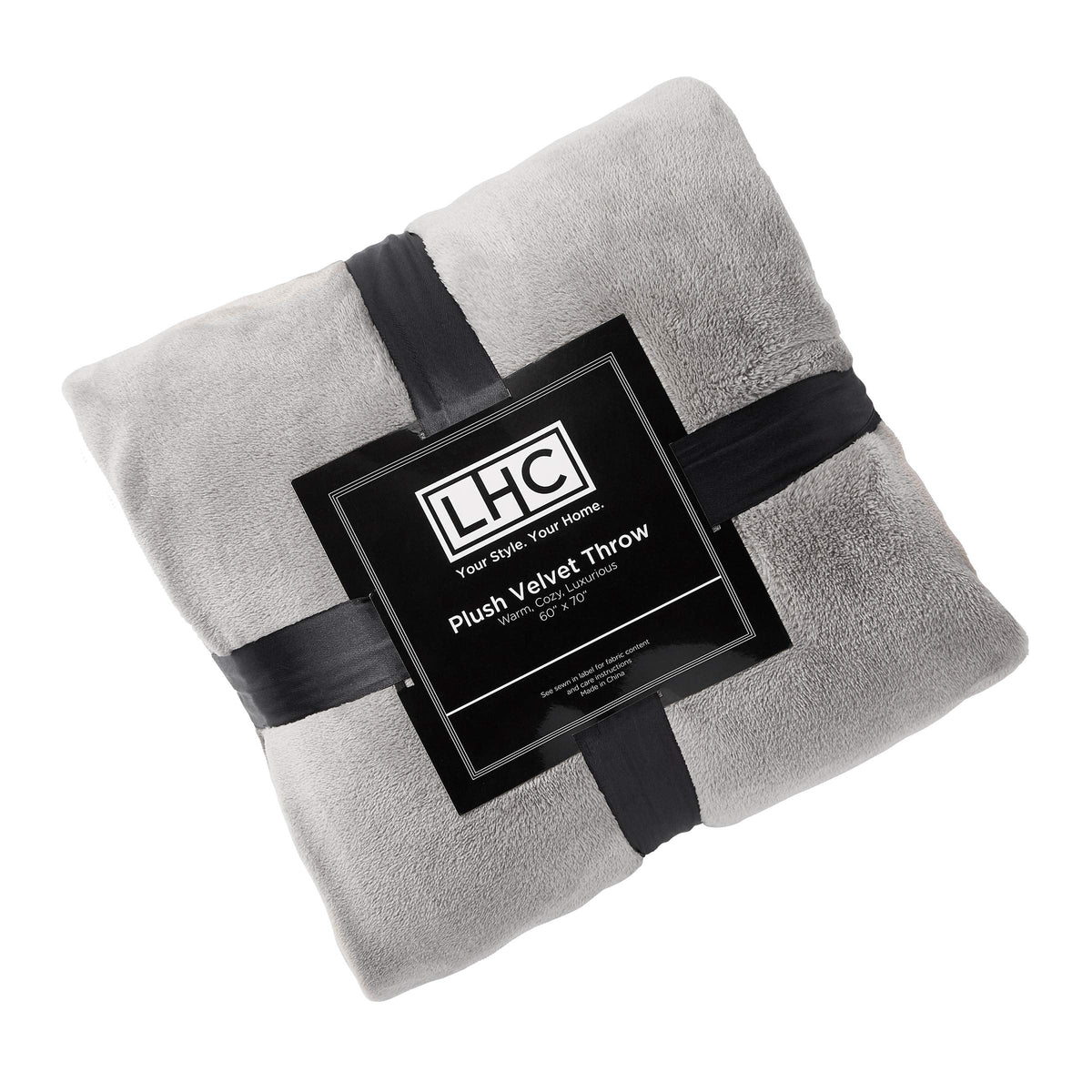 Lavish Home Velvet Throw – Oversized Microfiber Velvet Solid Polyester Throw Blanket – Breathable and Machine Washable in Stone Grey