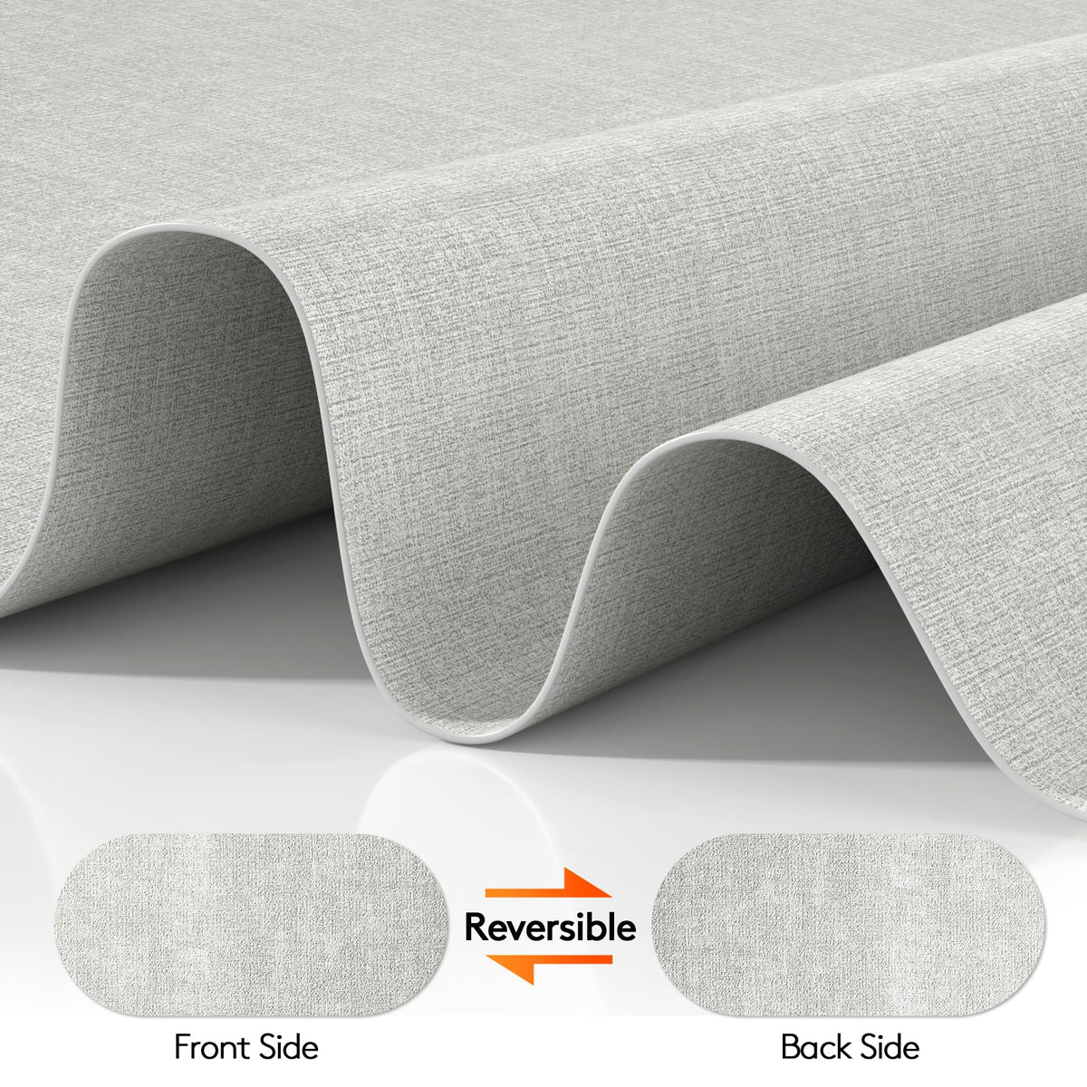 DOLOPL Oval Faux Leather Placemats Set of 6, Reversible Waterproof Heat Resistant & Wipeable Table Placemats, Washable Dining Table Mats for Kitchen Table,Everyday Dining,Gatherings,Parties(Gray)
