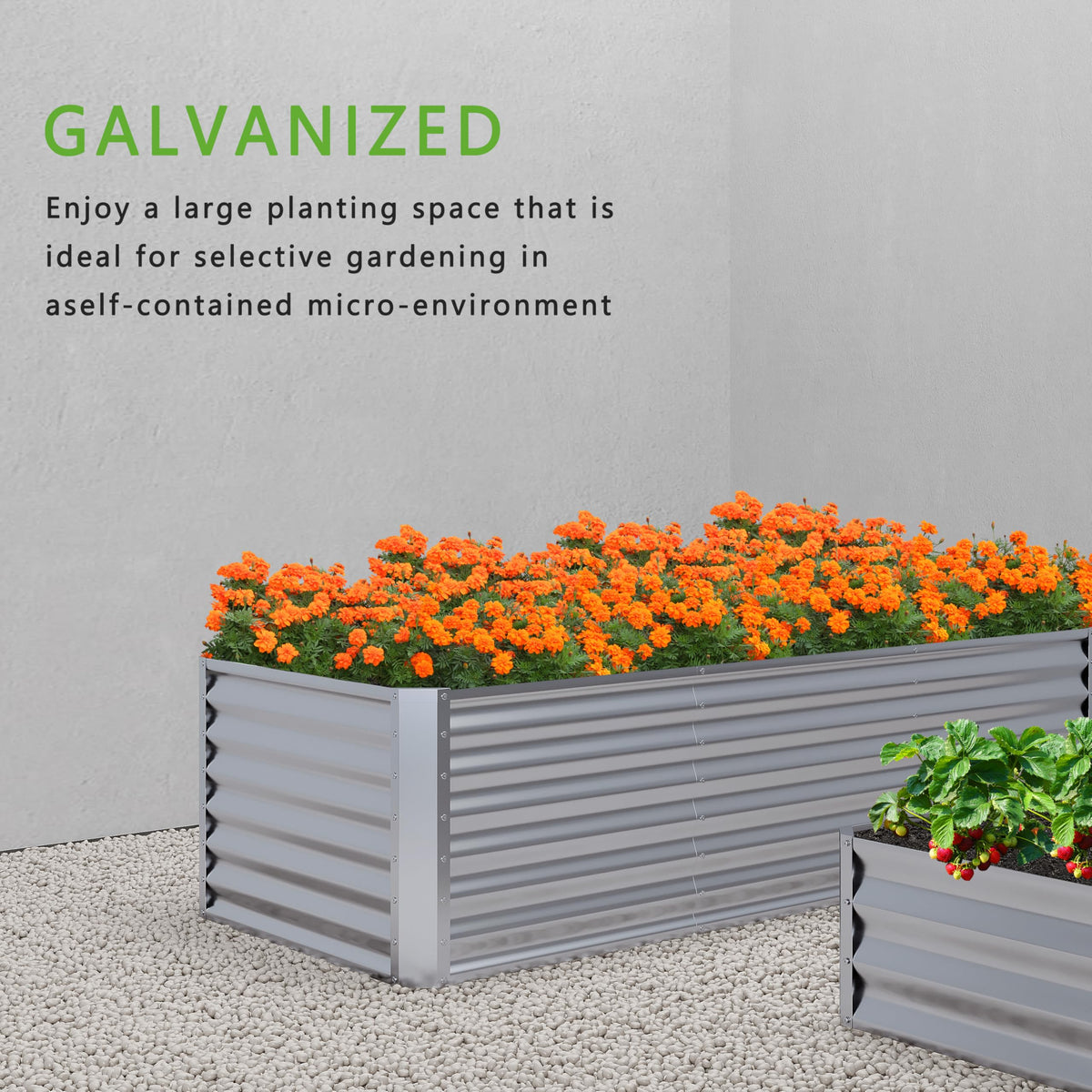 Nedenyou 4x2x2FT Galvanized Raised Garden Bed,Planter Raised Beds-Metal Garden Box,Large Plant for Outdoor Planting, Vegetables Bed，Flower,herb-Silver