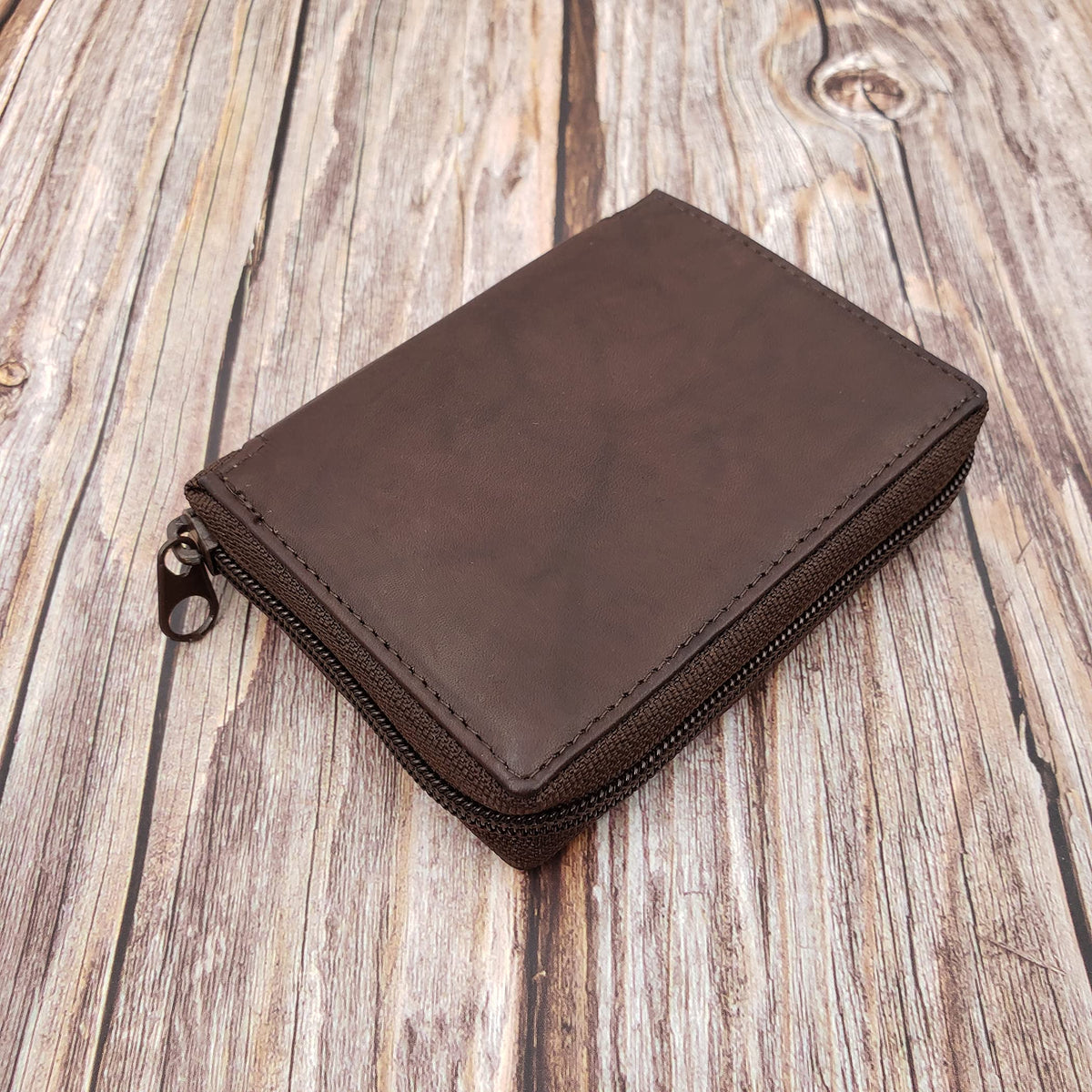 AG Wallets Mens Zip Around Leather Wallet with Inserts (Brown)